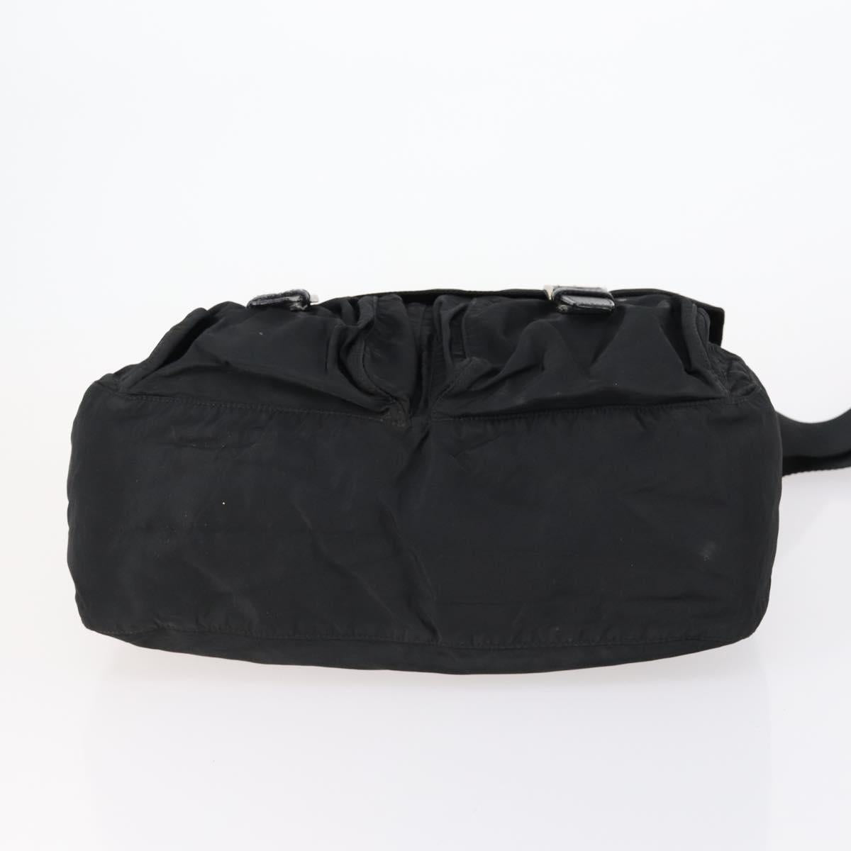 PRADA Shoulder Bag Nylon Black Silver Auth 153216