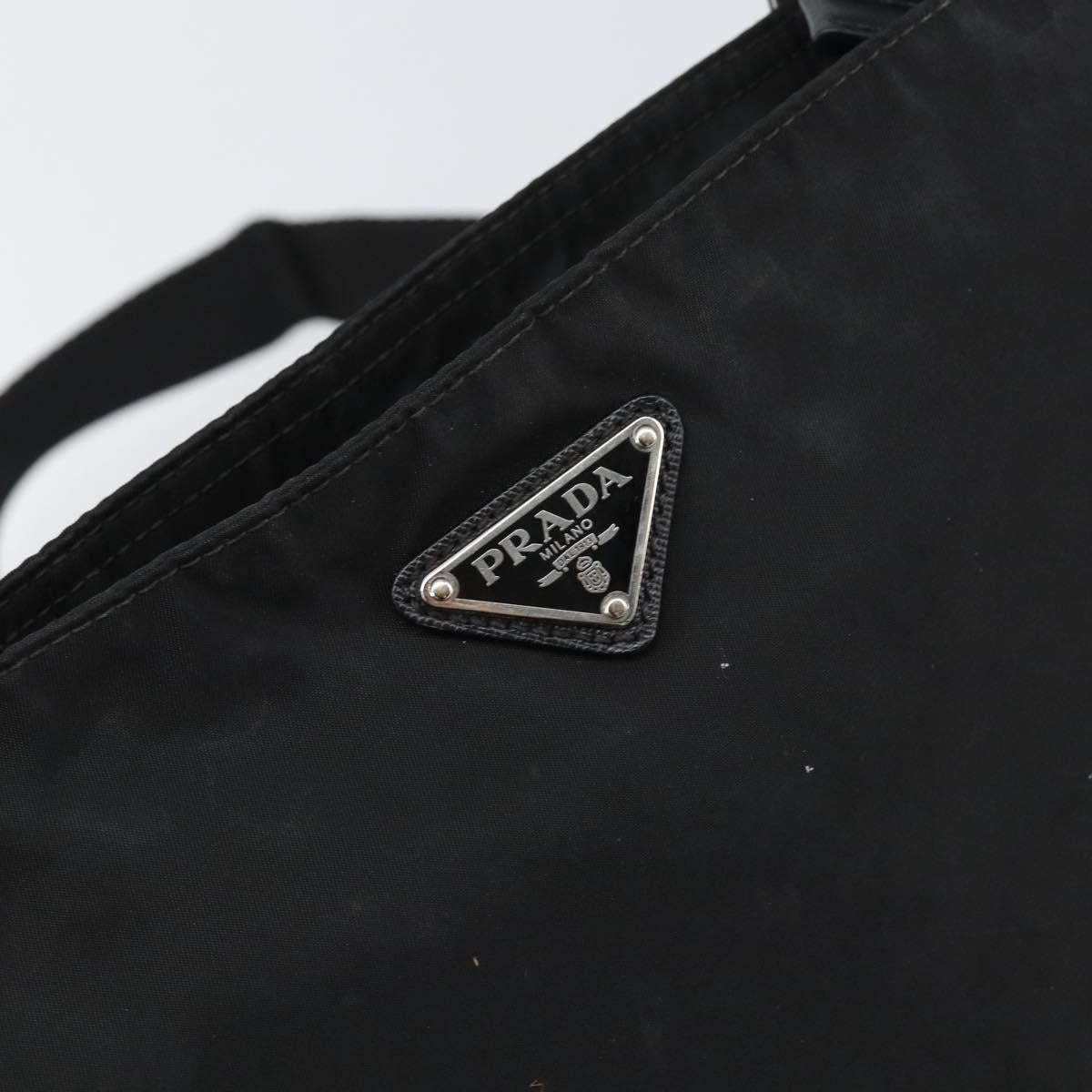 PRADA Shoulder Bag Nylon Black Silver Auth 153217