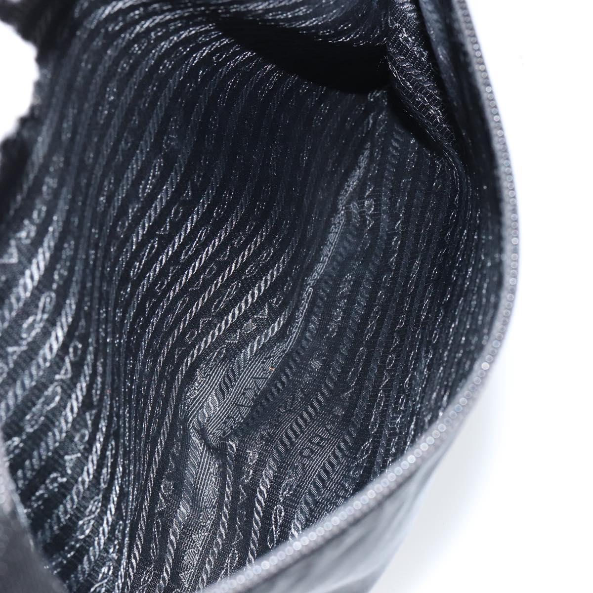 PRADA Shoulder Bag Nylon Black Silver Auth 153217