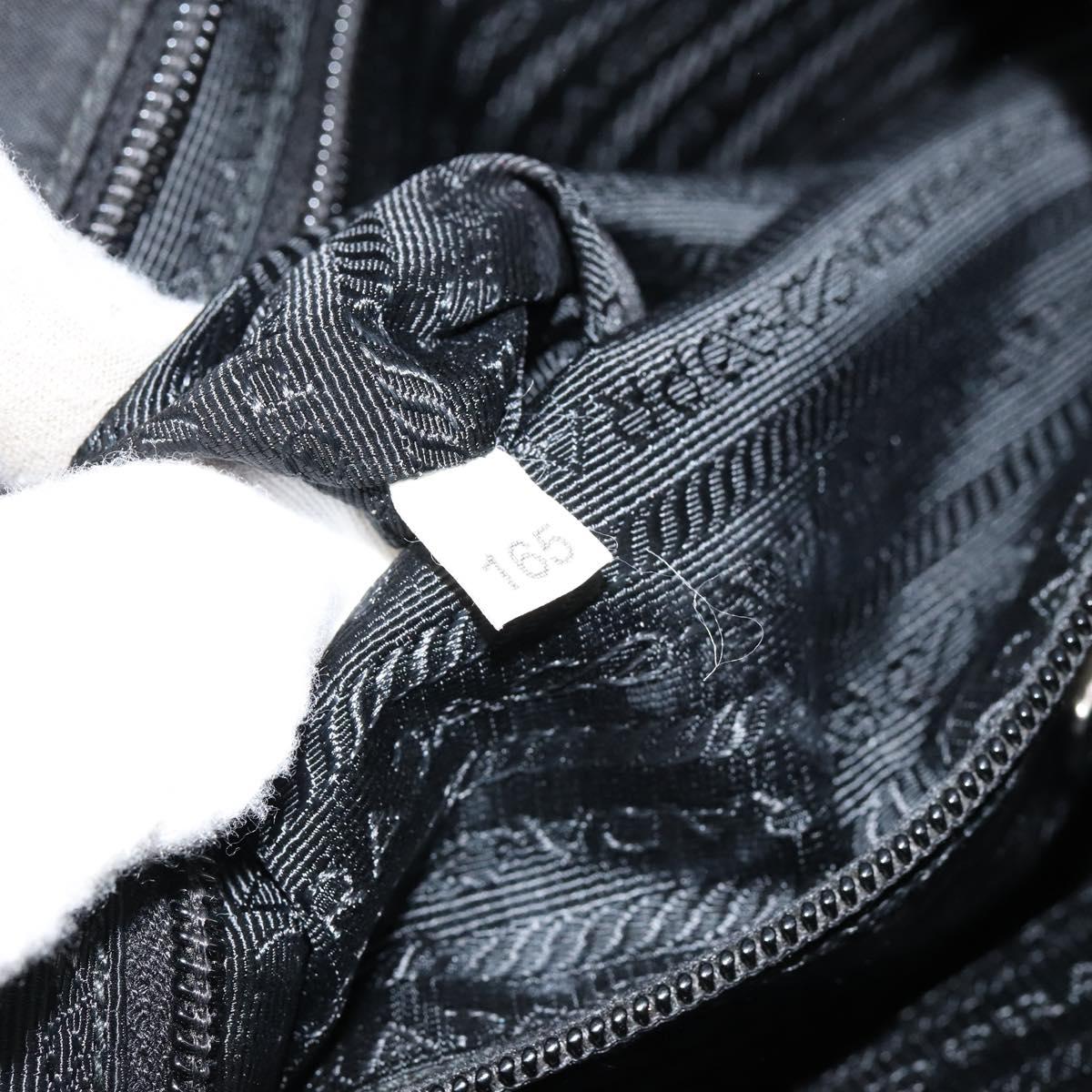 PRADA Shoulder Bag Nylon Black Silver Auth 153217