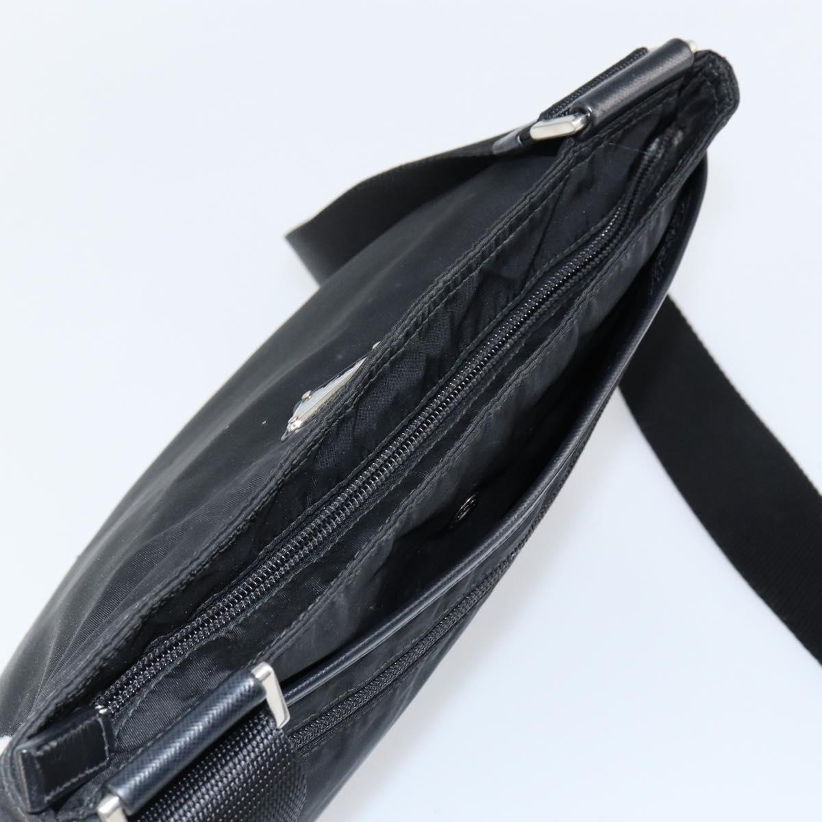 PRADA Shoulder Bag Nylon Black Silver Auth 153217