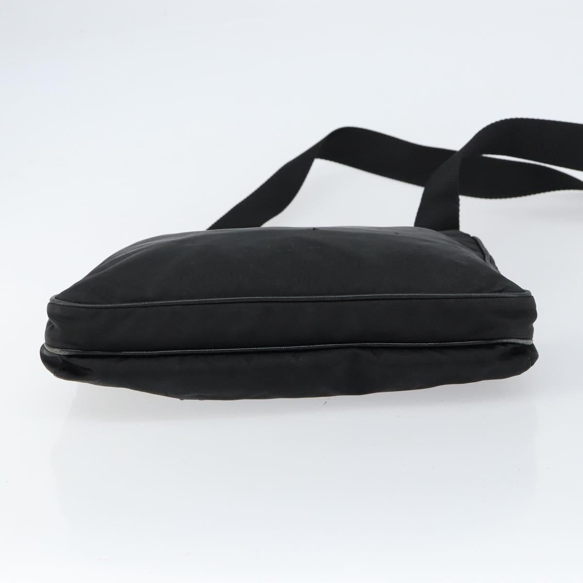 PRADA Shoulder Bag Nylon Black Silver Auth 153217