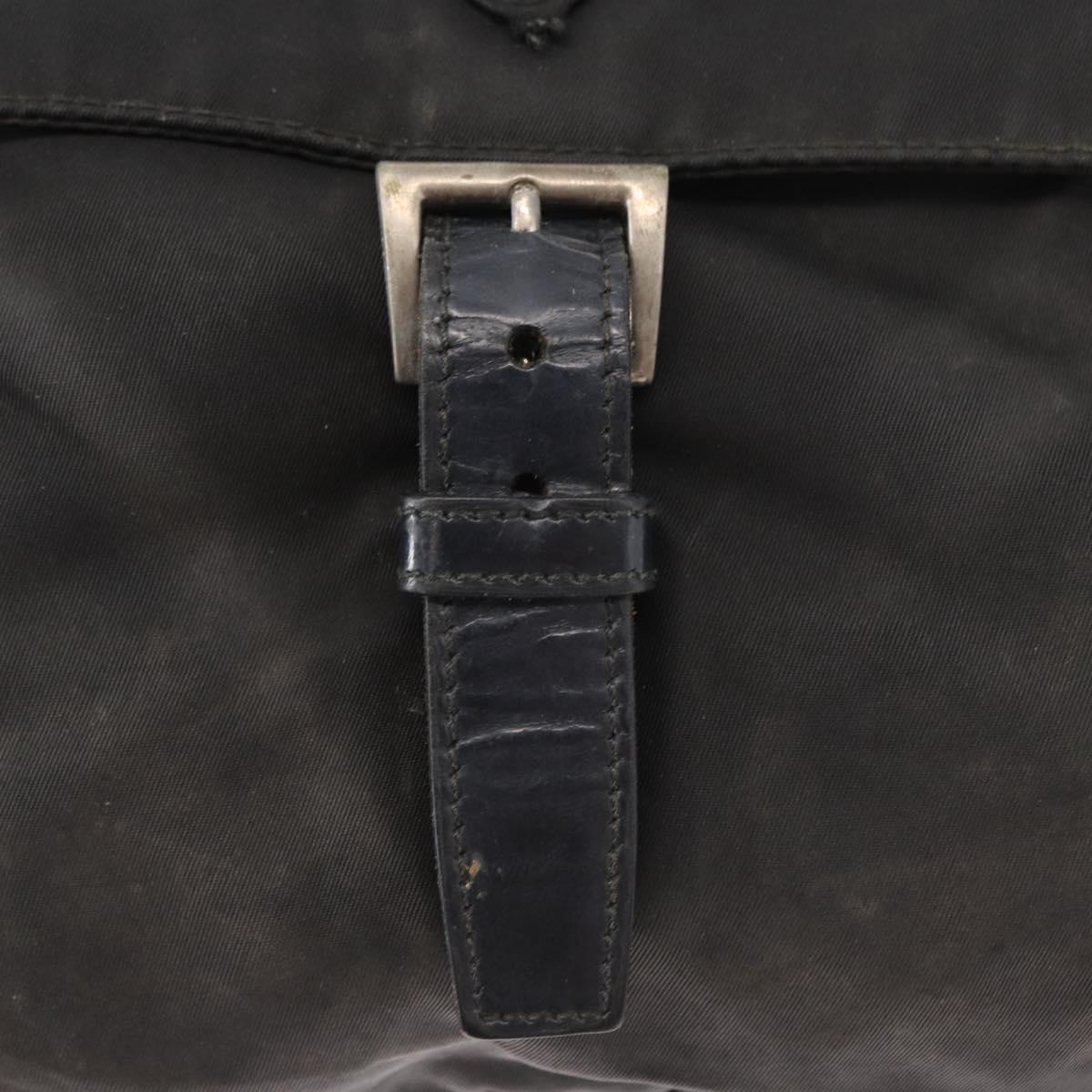 PRADA Shoulder Bag Nylon Black Silver Auth 153218