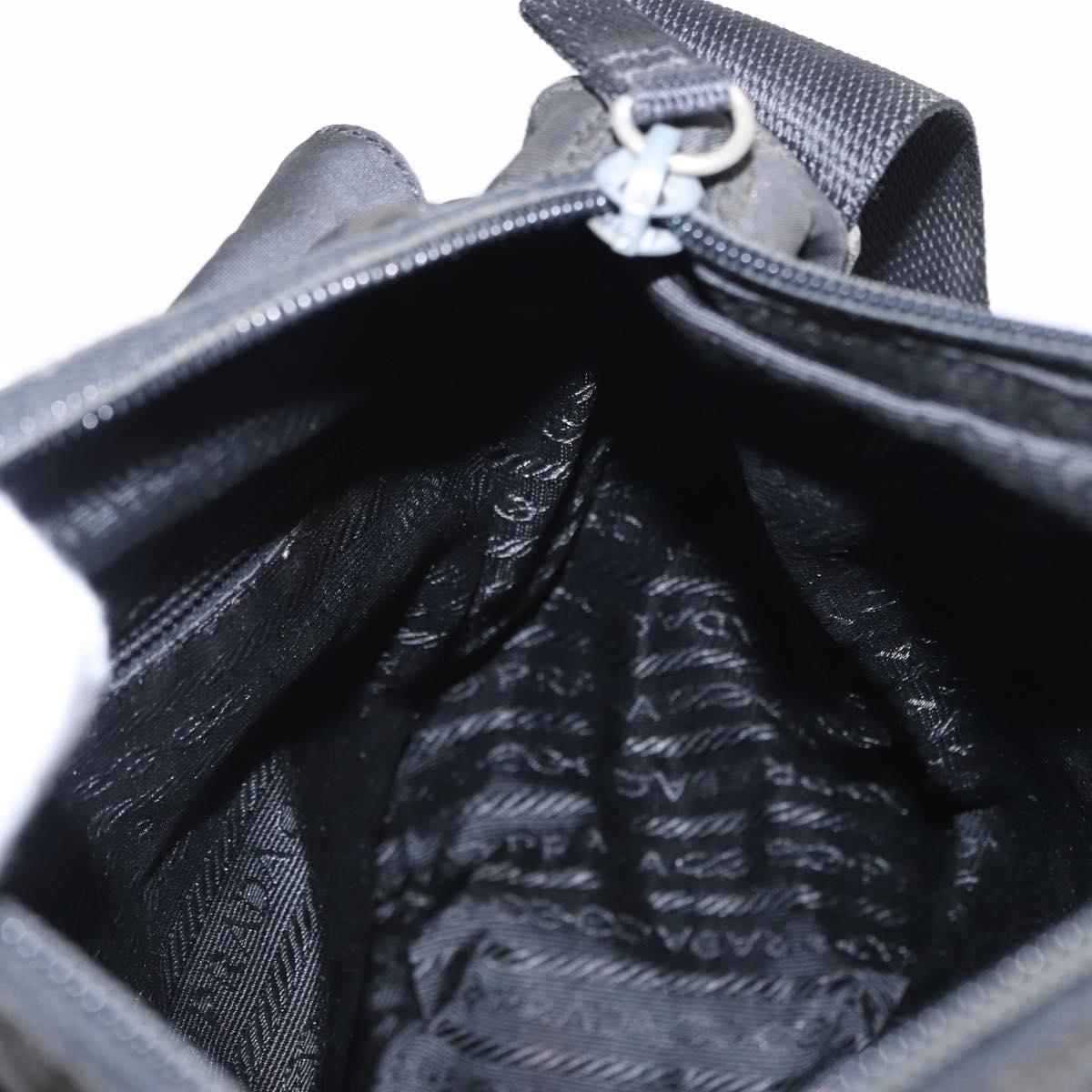 PRADA Shoulder Bag Nylon Black Silver Auth 153218