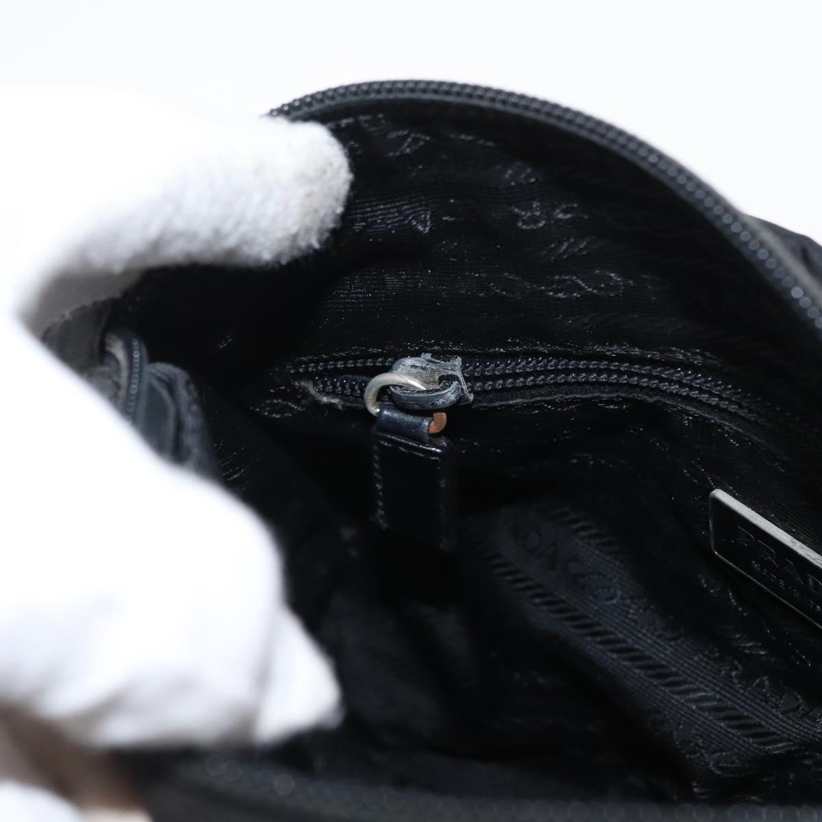 PRADA Shoulder Bag Nylon Black Silver Auth 153218