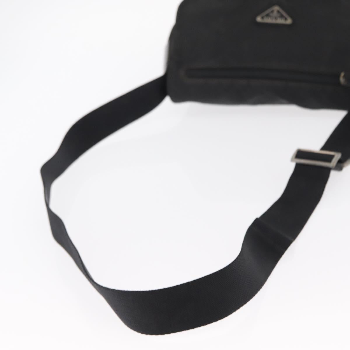 PRADA Shoulder Bag Nylon Black Silver Auth 153218