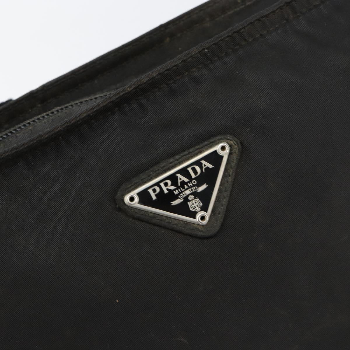PRADA Shoulder Bag Nylon Black Silver Auth 153219