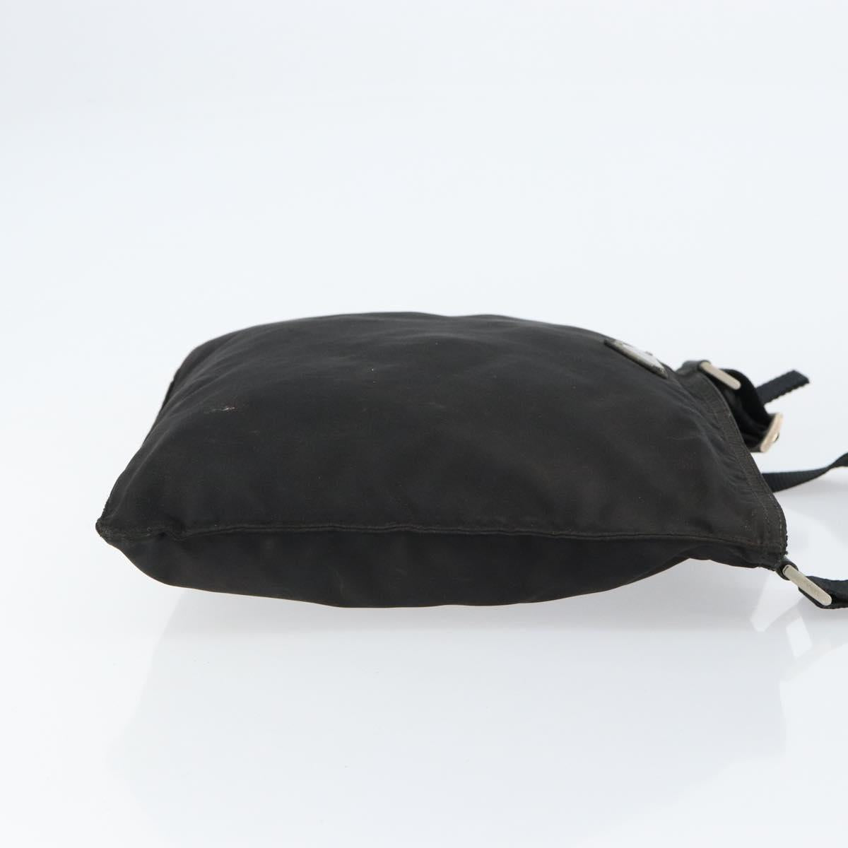 PRADA Shoulder Bag Nylon Black Silver Auth 153219
