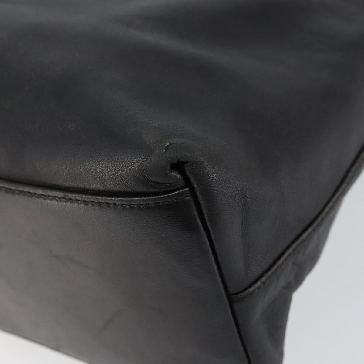 PRADA Shoulder Bag Leather Black Silver Auth 153221