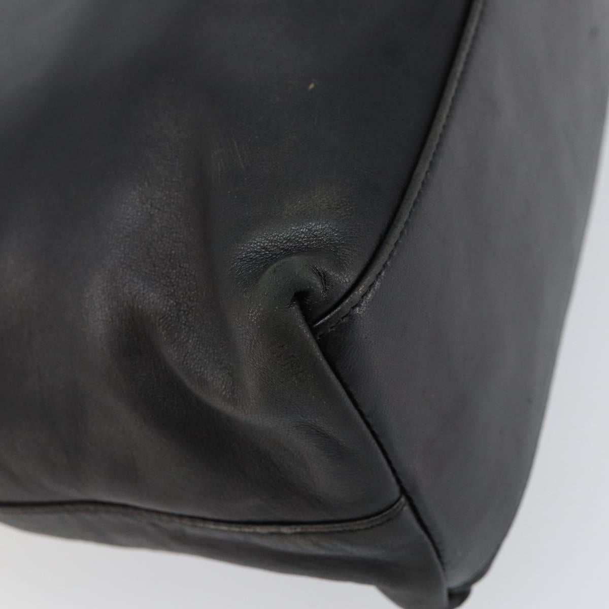 PRADA Shoulder Bag Leather Black Silver Auth 153221