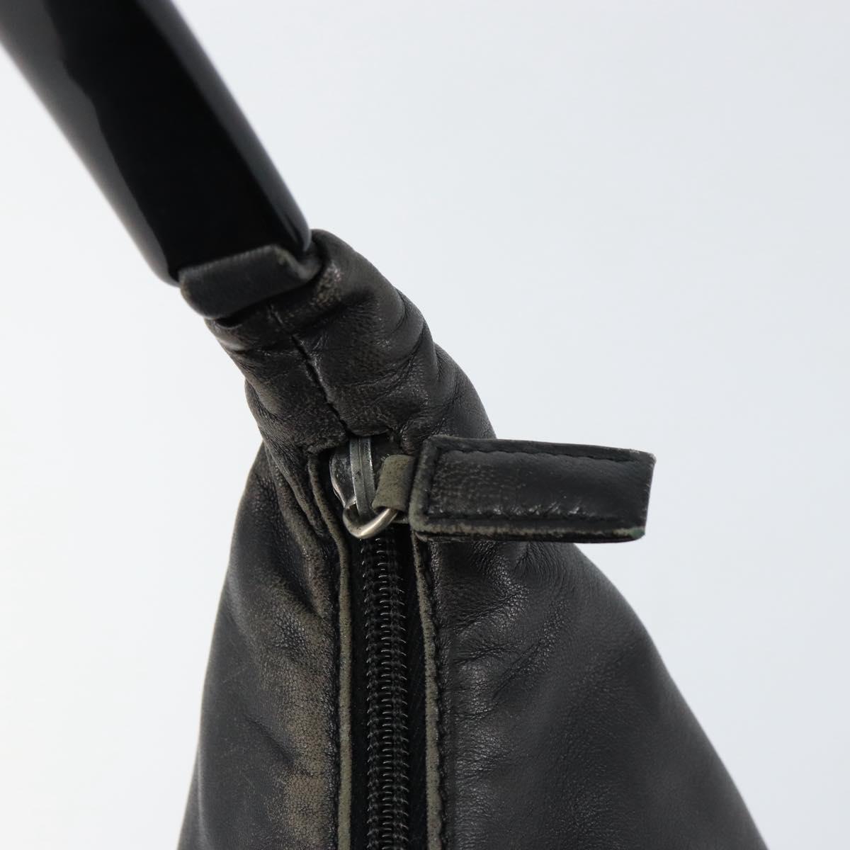 PRADA Shoulder Bag Leather Black Silver Auth 153221