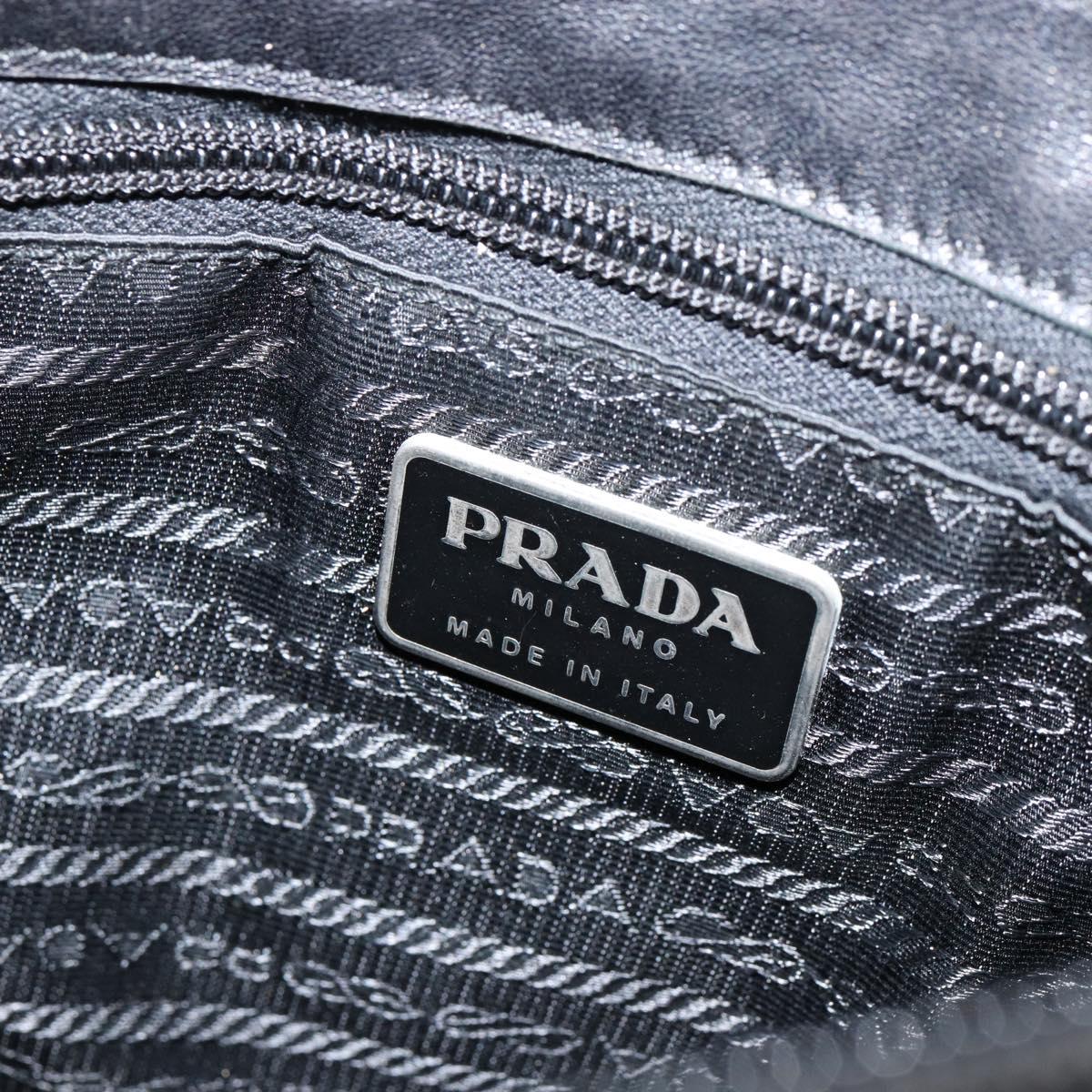 PRADA Shoulder Bag Leather Black Silver Auth 153221