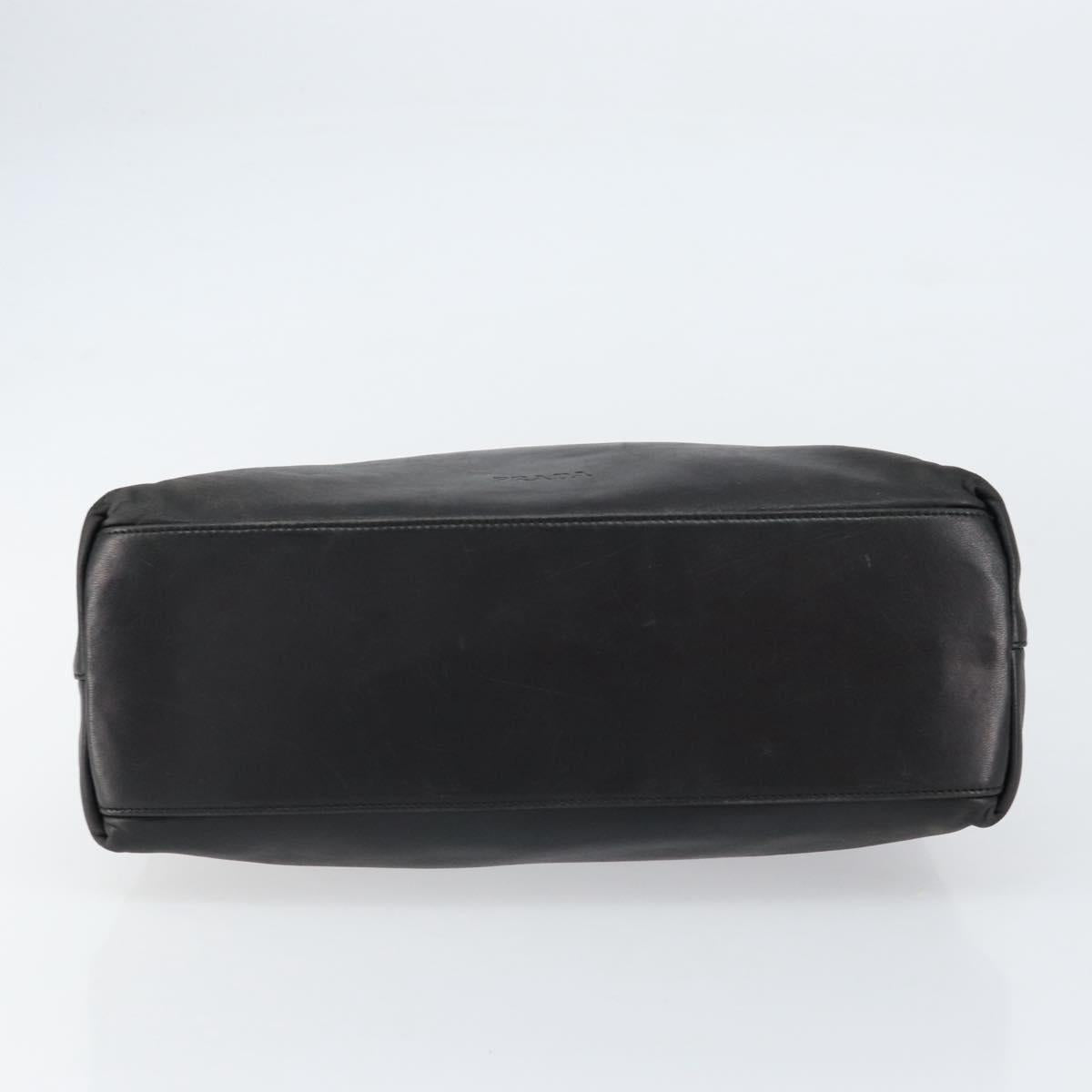 PRADA Shoulder Bag Leather Black Silver Auth 153221