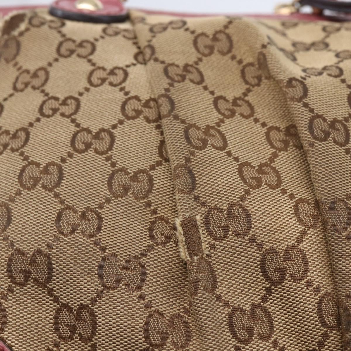 GUCCI GG Canvas Sukey Hand Bag Beige Gold 247902 Auth 153224