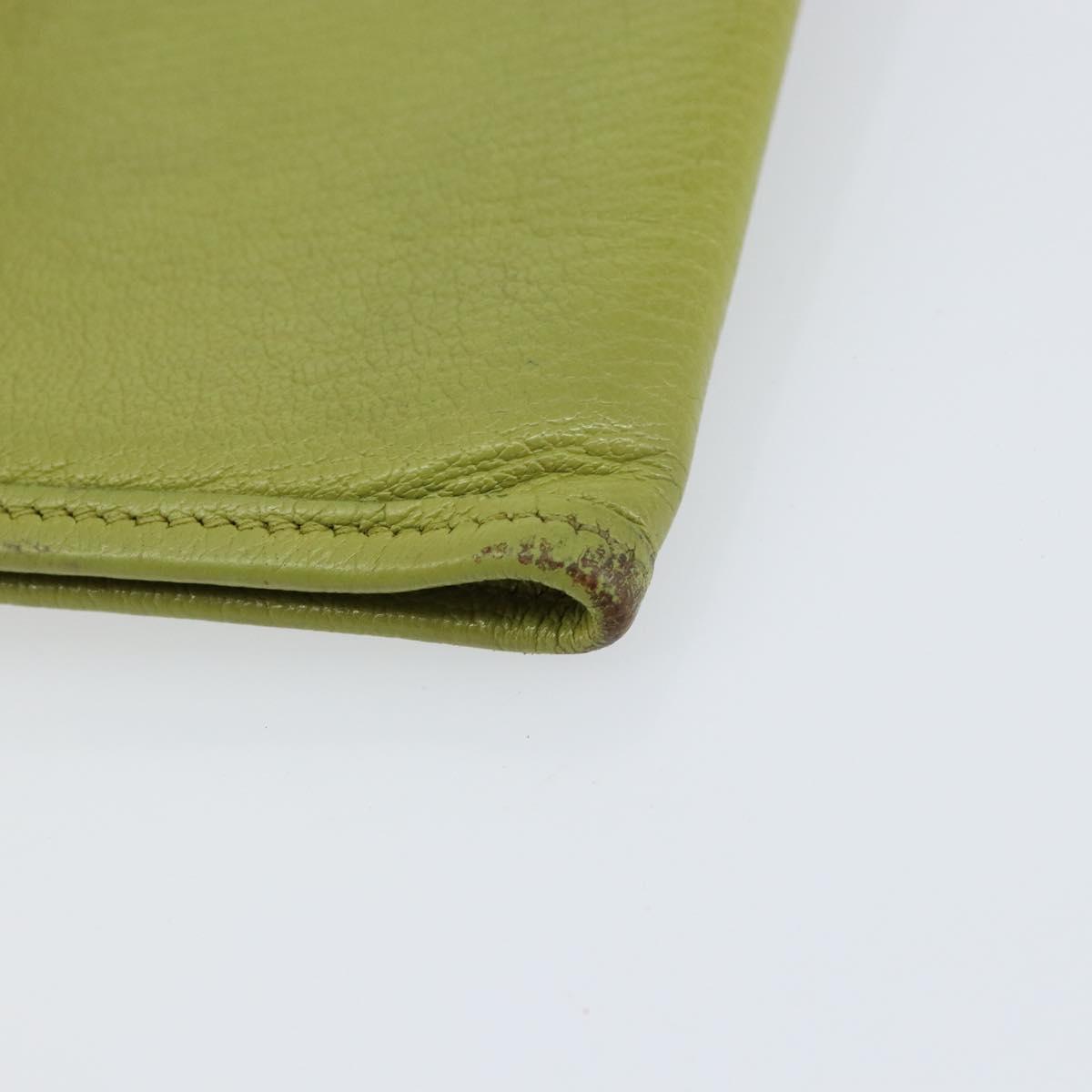 HERMES Jige Duo Clutch Bag Leather LIme Green Auth 153228