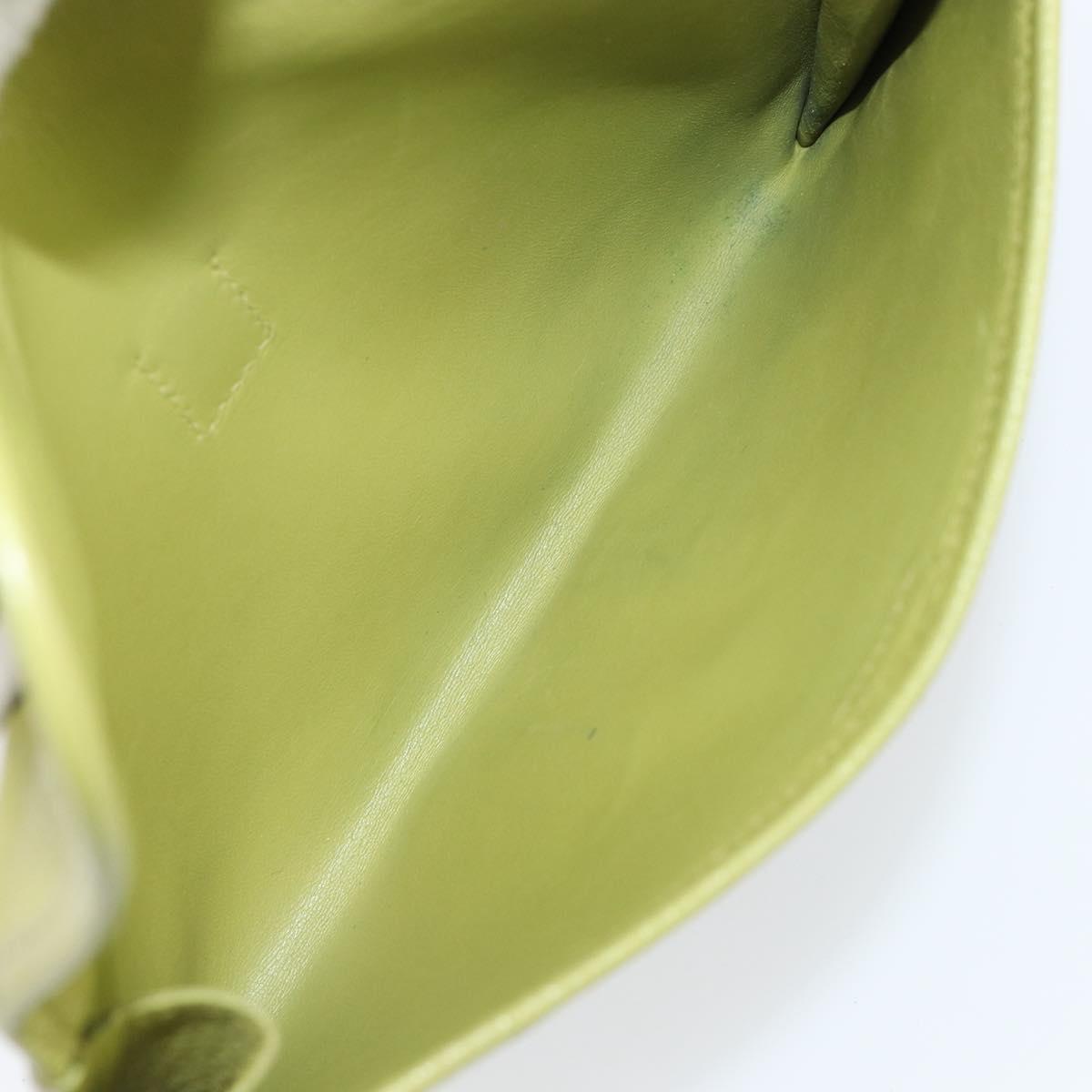 HERMES Jige Duo Clutch Bag Leather LIme Green Auth 153228