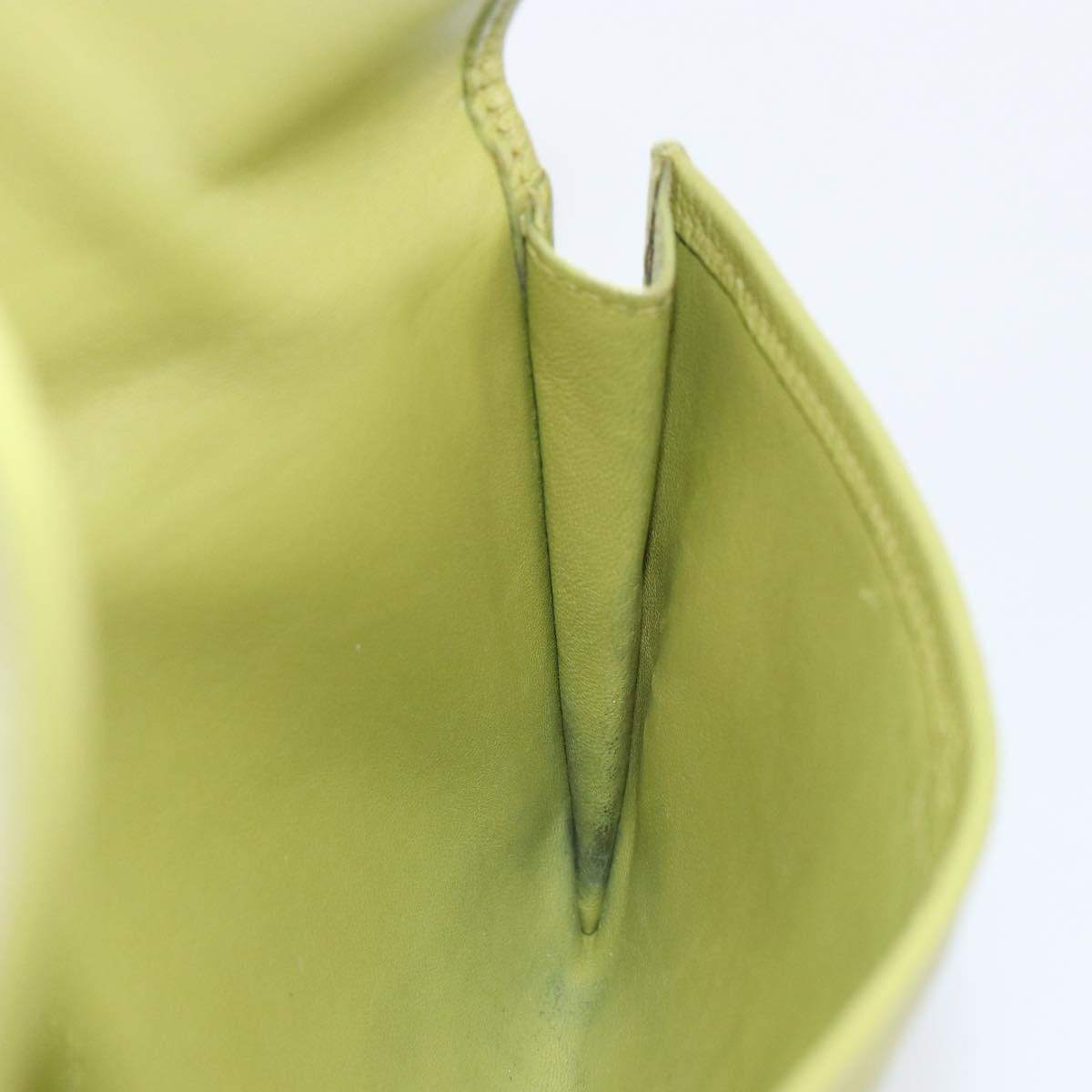 HERMES Jige Duo Clutch Bag Leather LIme Green Auth 153228