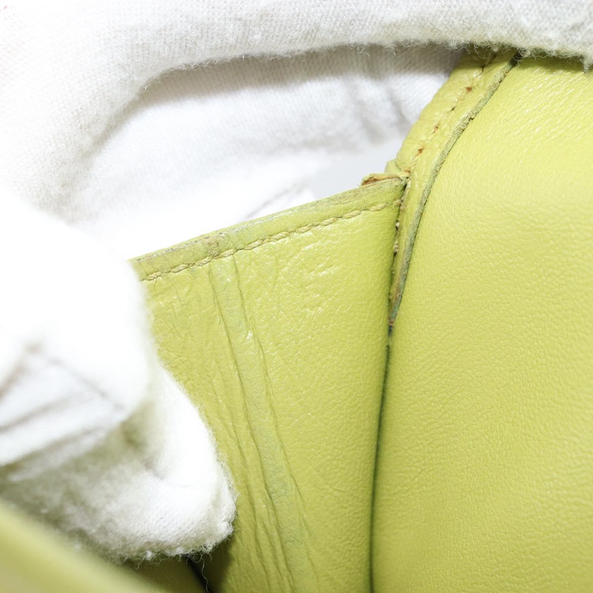 HERMES Jige Duo Clutch Bag Leather LIme Green Auth 153228