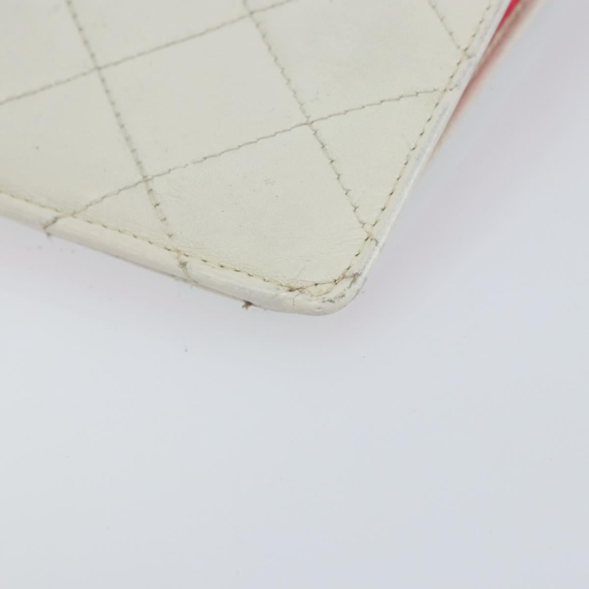 CHANEL Cambon Line Long Wallet Leather White CC Auth 153229