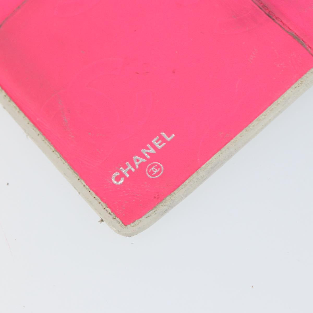 CHANEL Cambon Line Long Wallet Leather White CC Auth 153229