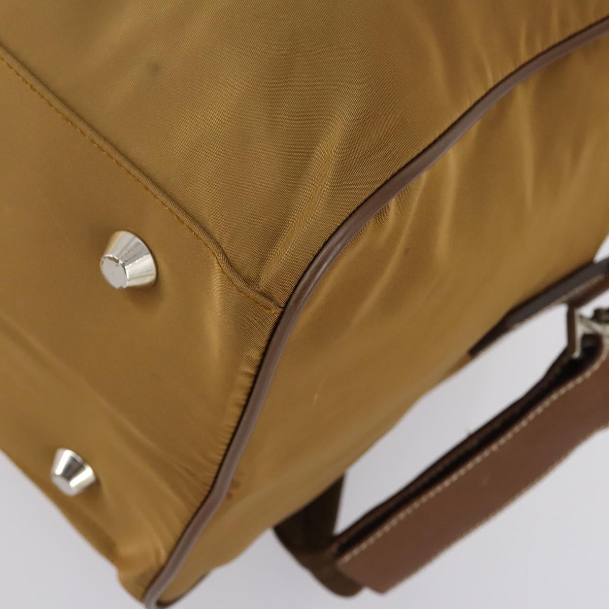 PRADA Boston Bag Nylon 2way Brown Silver Auth 153235