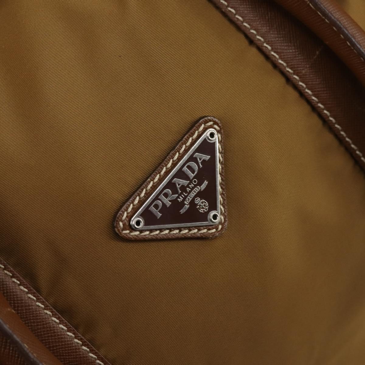 PRADA Boston Bag Nylon 2way Brown Silver Auth 153235