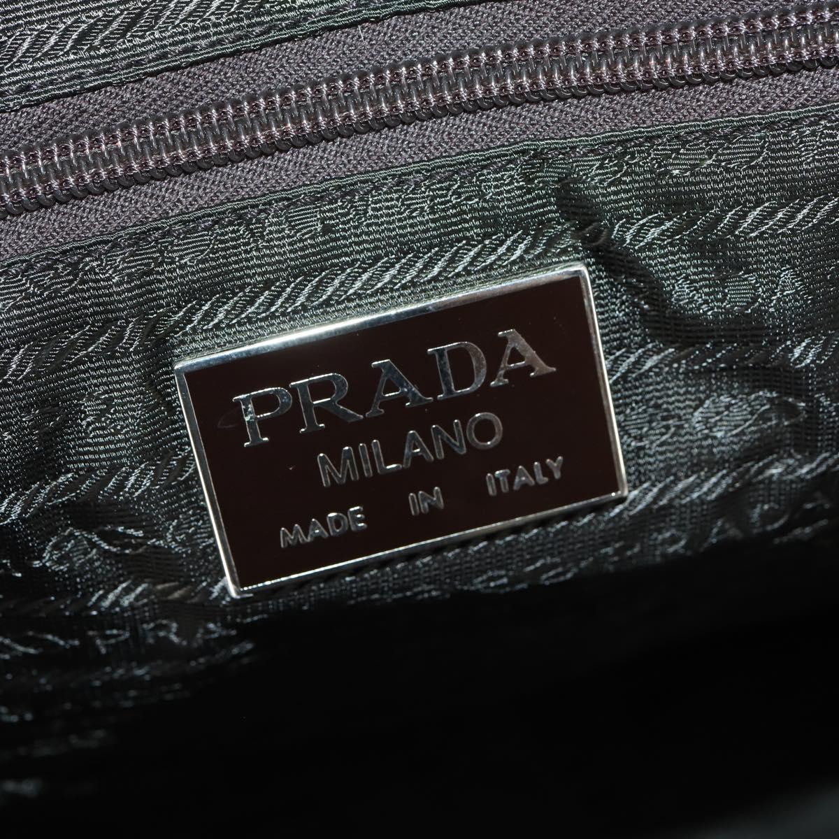 PRADA Boston Bag Nylon 2way Brown Silver Auth 153235