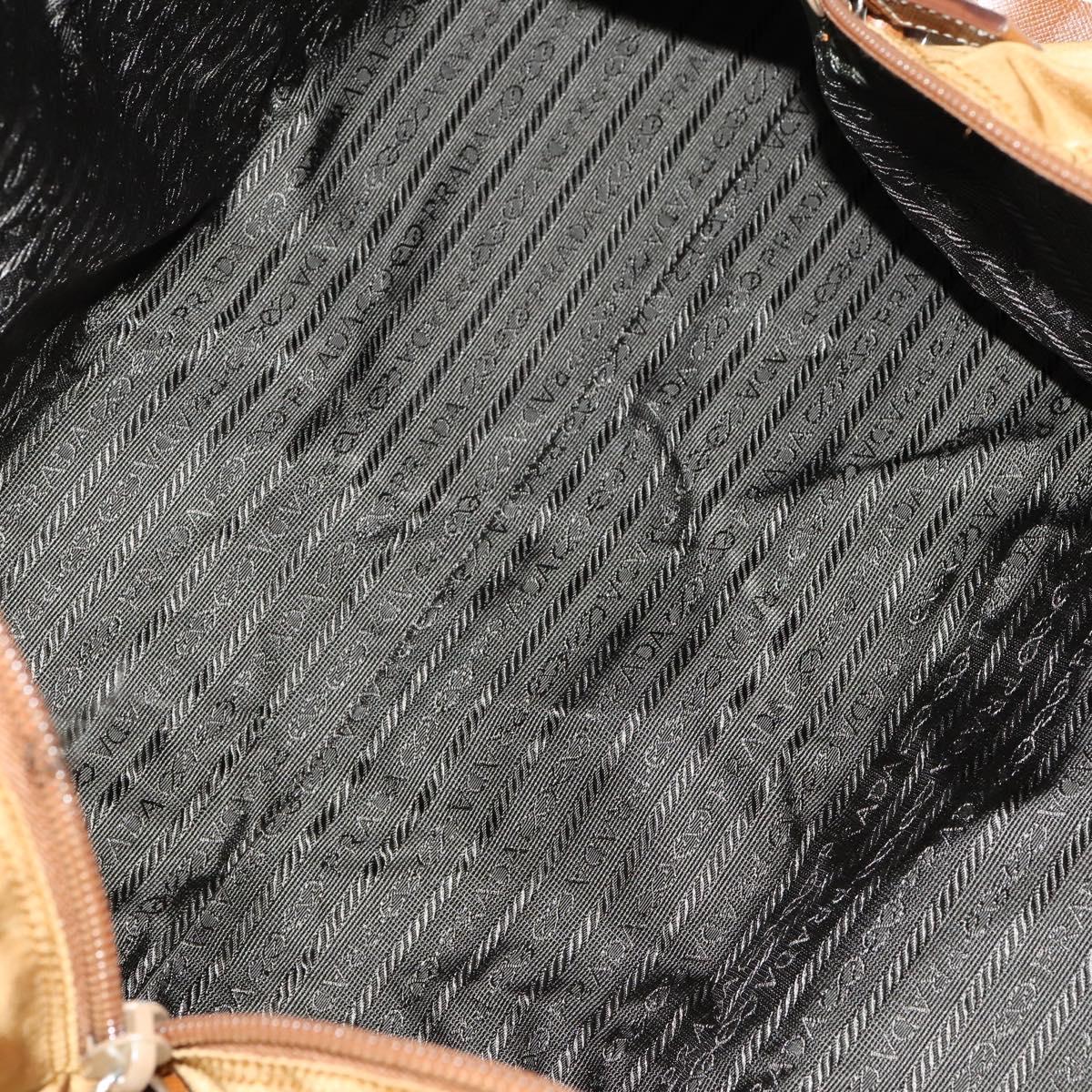 PRADA Boston Bag Nylon 2way Brown Silver Auth 153235