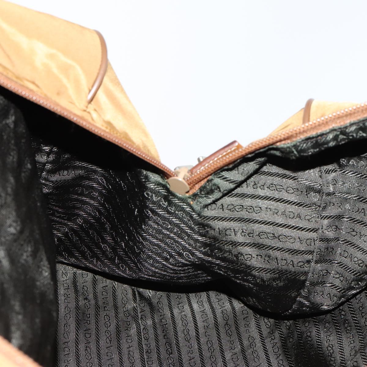 PRADA Boston Bag Nylon 2way Brown Silver Auth 153235