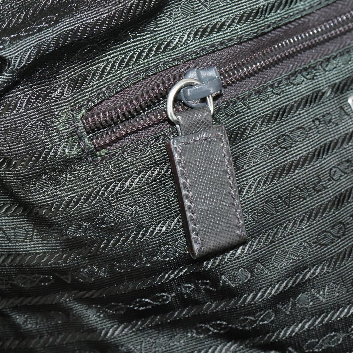 PRADA Boston Bag Nylon 2way Brown Silver Auth 153235
