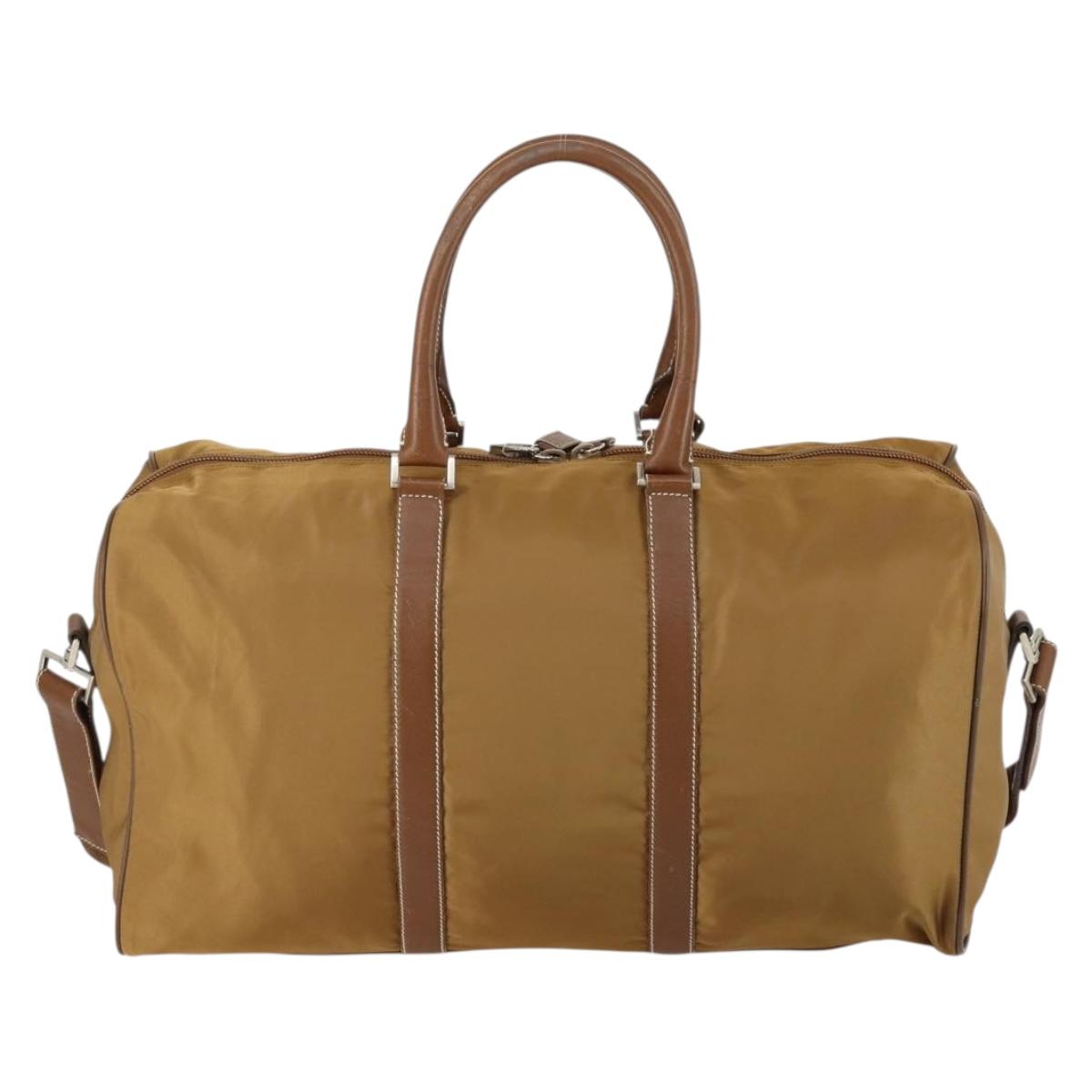 PRADA Boston Bag Nylon 2way Brown Silver Auth 153235