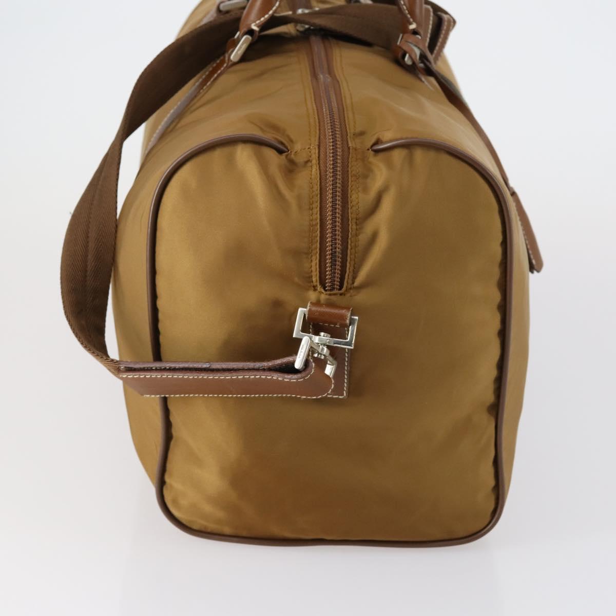 PRADA Boston Bag Nylon 2way Brown Silver Auth 153235