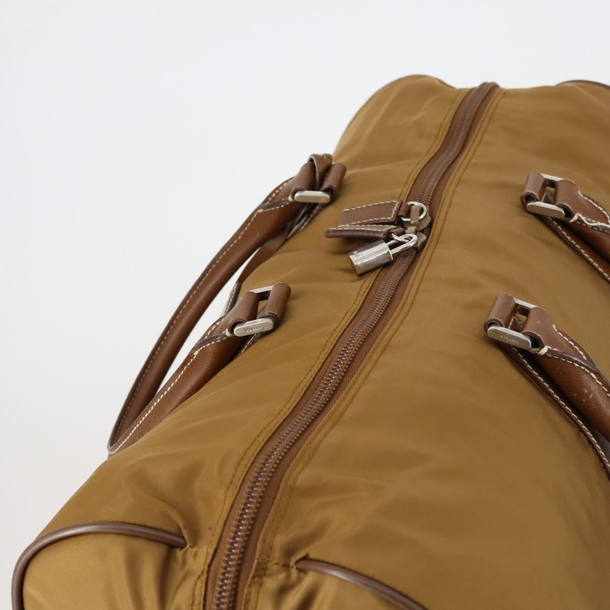 PRADA Boston Bag Nylon 2way Brown Silver Auth 153235
