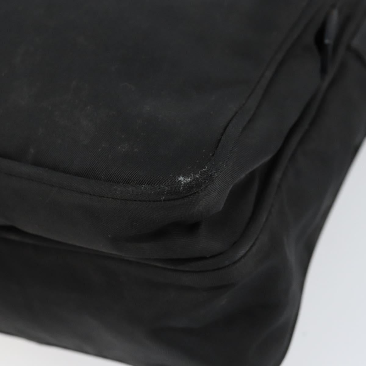 PRADA Shoulder Bag Nylon Black Silver Auth 153237