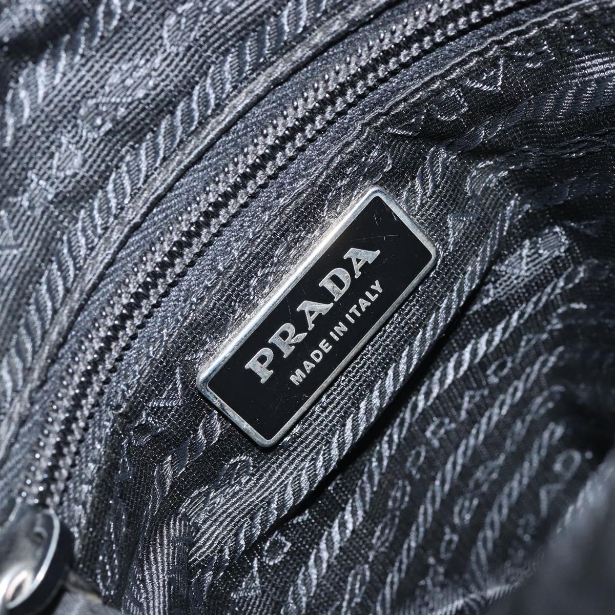 PRADA Shoulder Bag Nylon Black Silver Auth 153237