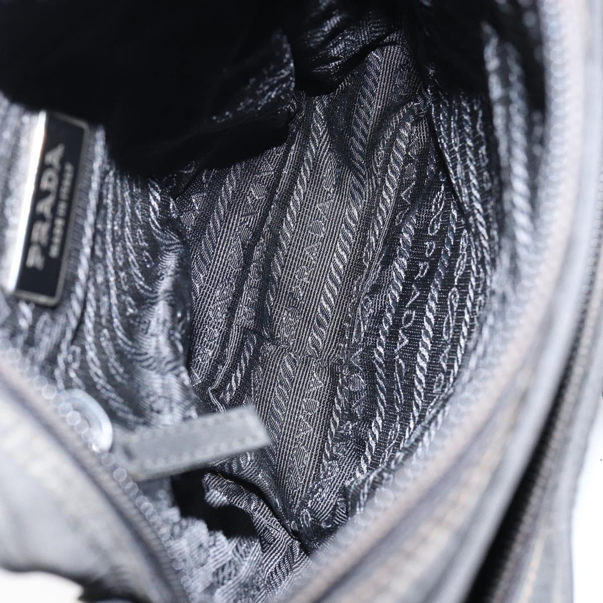 PRADA Shoulder Bag Nylon Black Silver Auth 153237