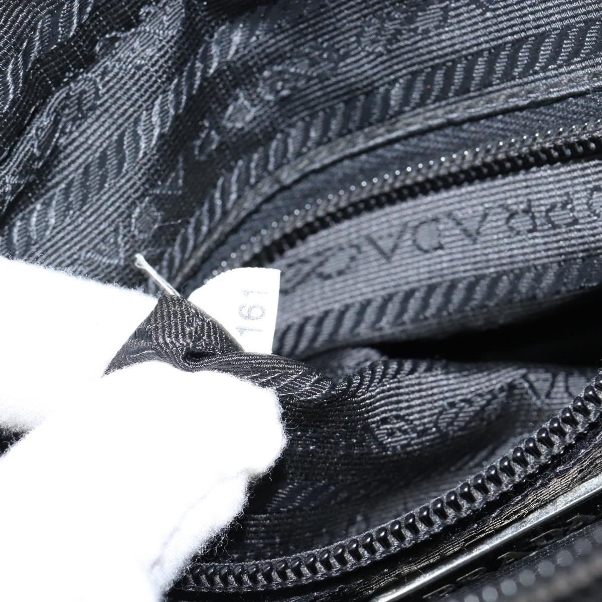 PRADA Shoulder Bag Nylon Black Silver Auth 153237