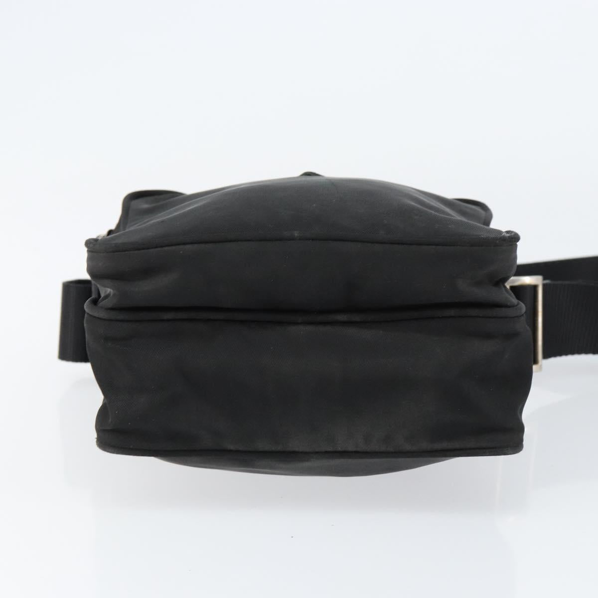 PRADA Shoulder Bag Nylon Black Silver Auth 153237
