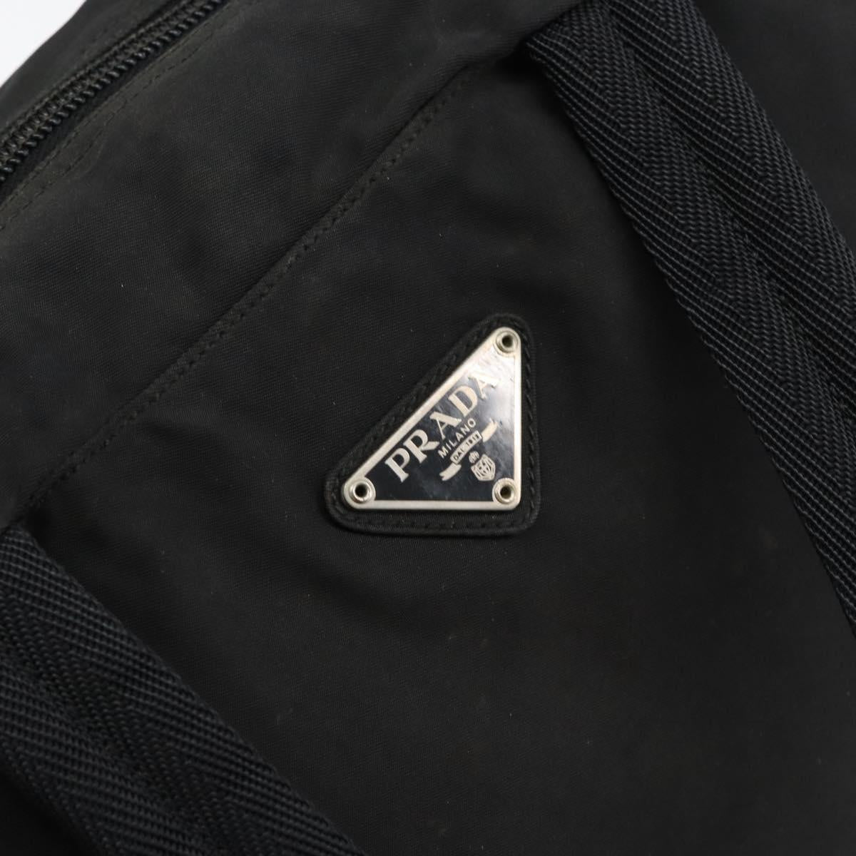 PRADA Hand Bag Nylon Black Silver Auth 153238