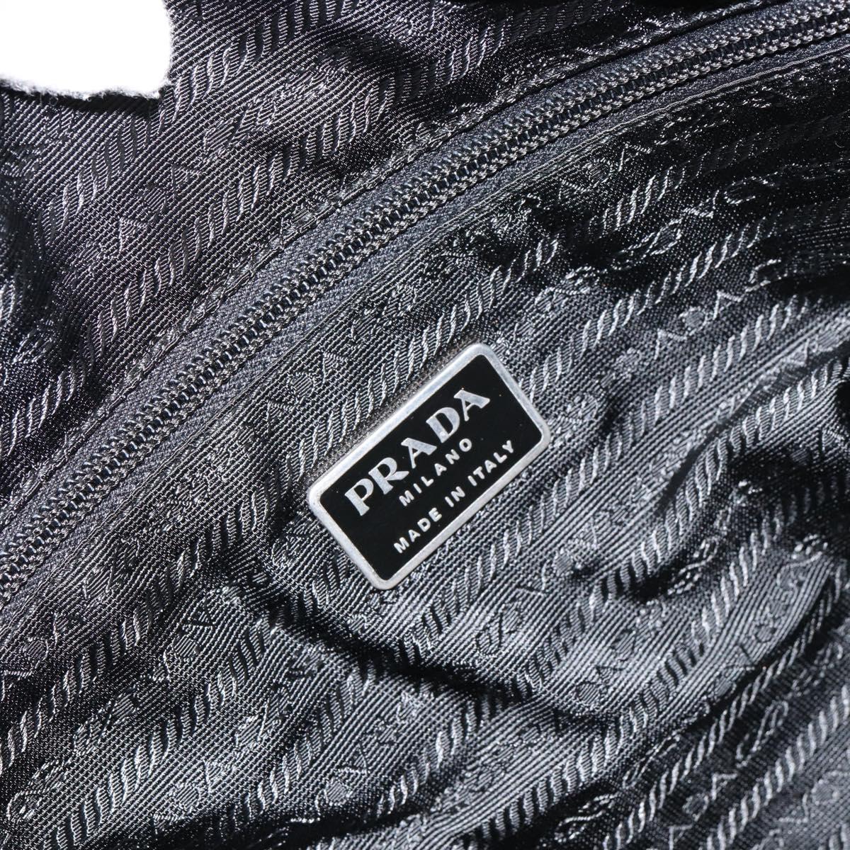 PRADA Hand Bag Nylon Black Silver Auth 153238
