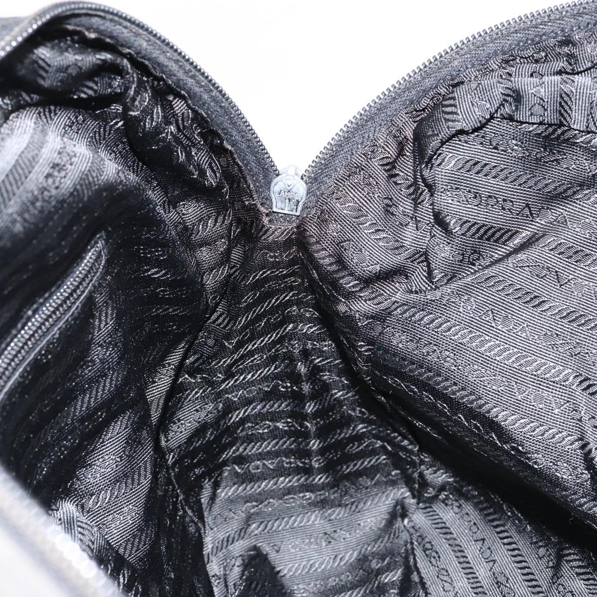 PRADA Hand Bag Nylon Black Silver Auth 153238