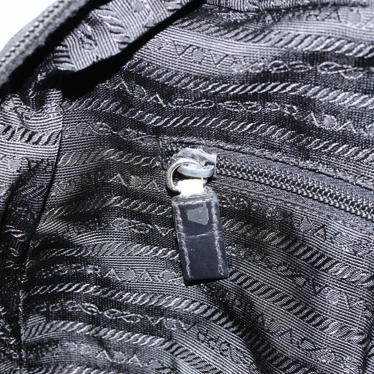 PRADA Hand Bag Nylon Black Silver Auth 153238
