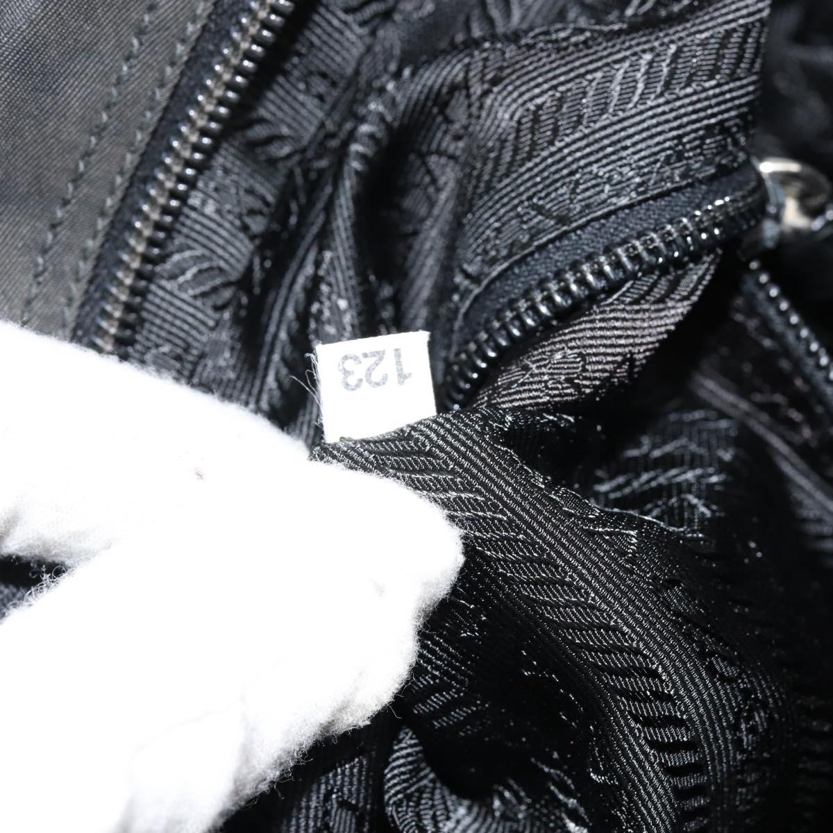 PRADA Hand Bag Nylon Black Silver Auth 153238