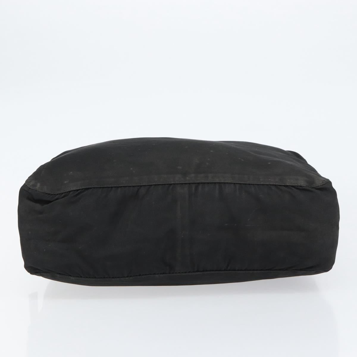 PRADA Hand Bag Nylon Black Silver Auth 153238