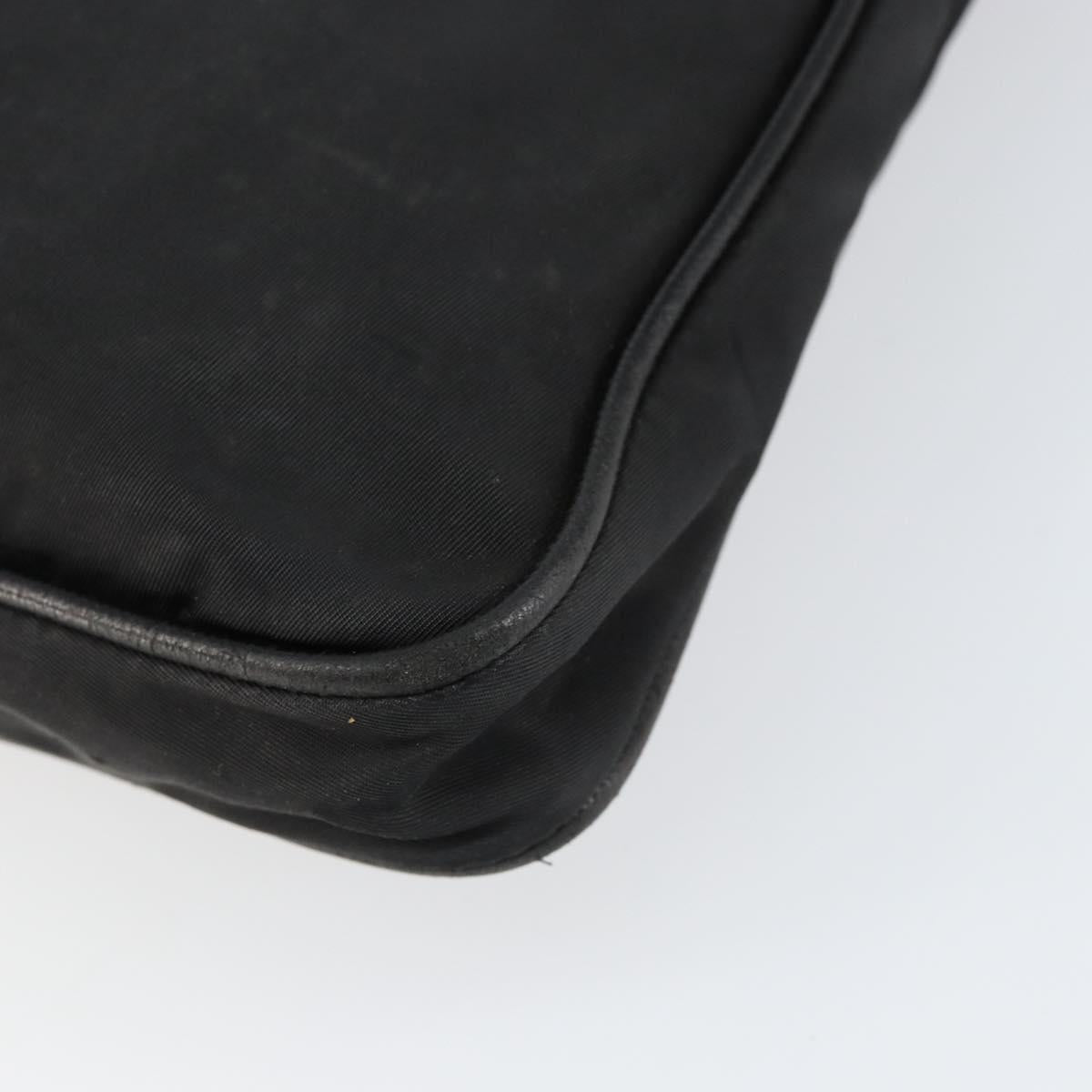 PRADA Shoulder Bag Nylon Black Silver Auth 153239