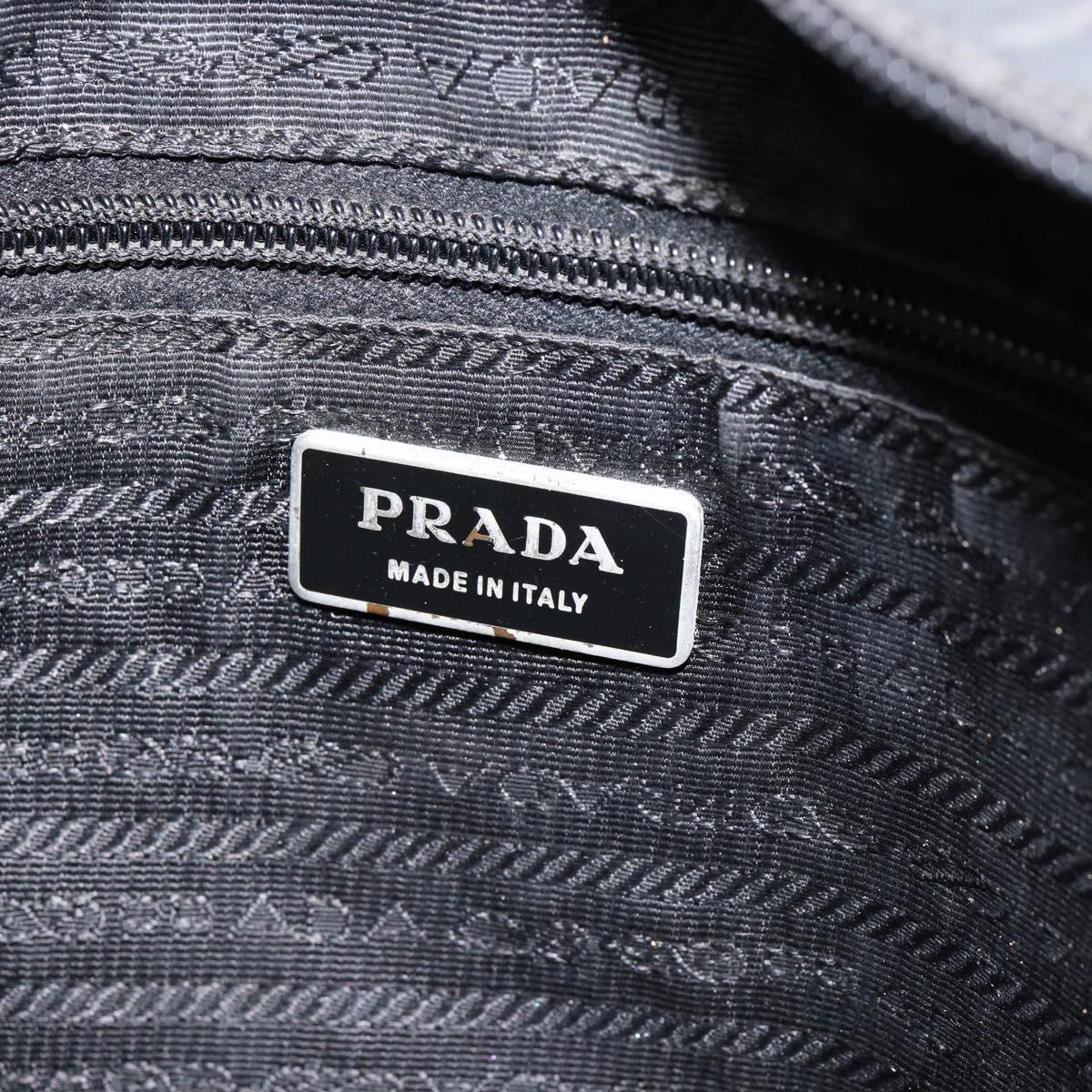 PRADA Shoulder Bag Nylon Black Silver Auth 153239