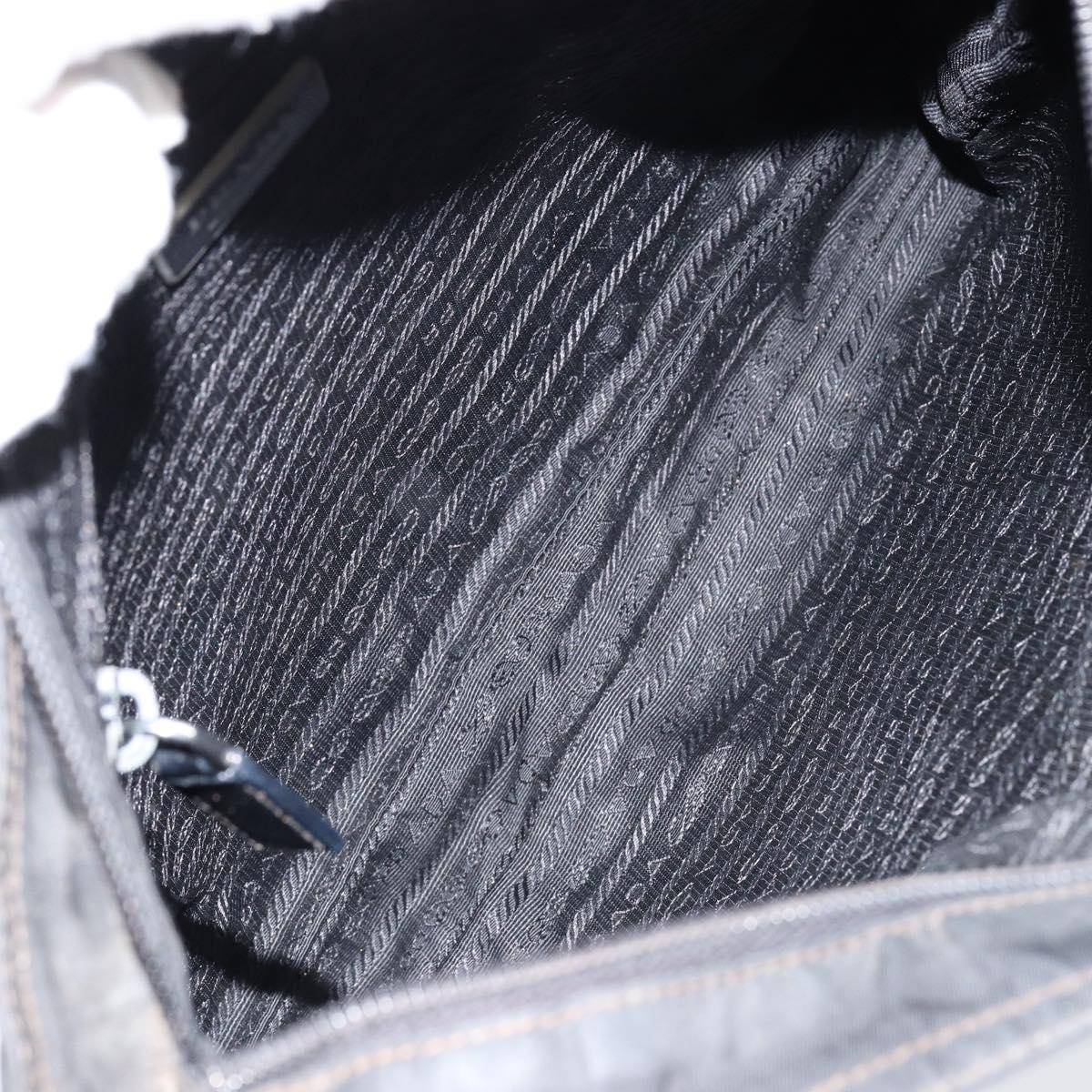 PRADA Shoulder Bag Nylon Black Silver Auth 153239