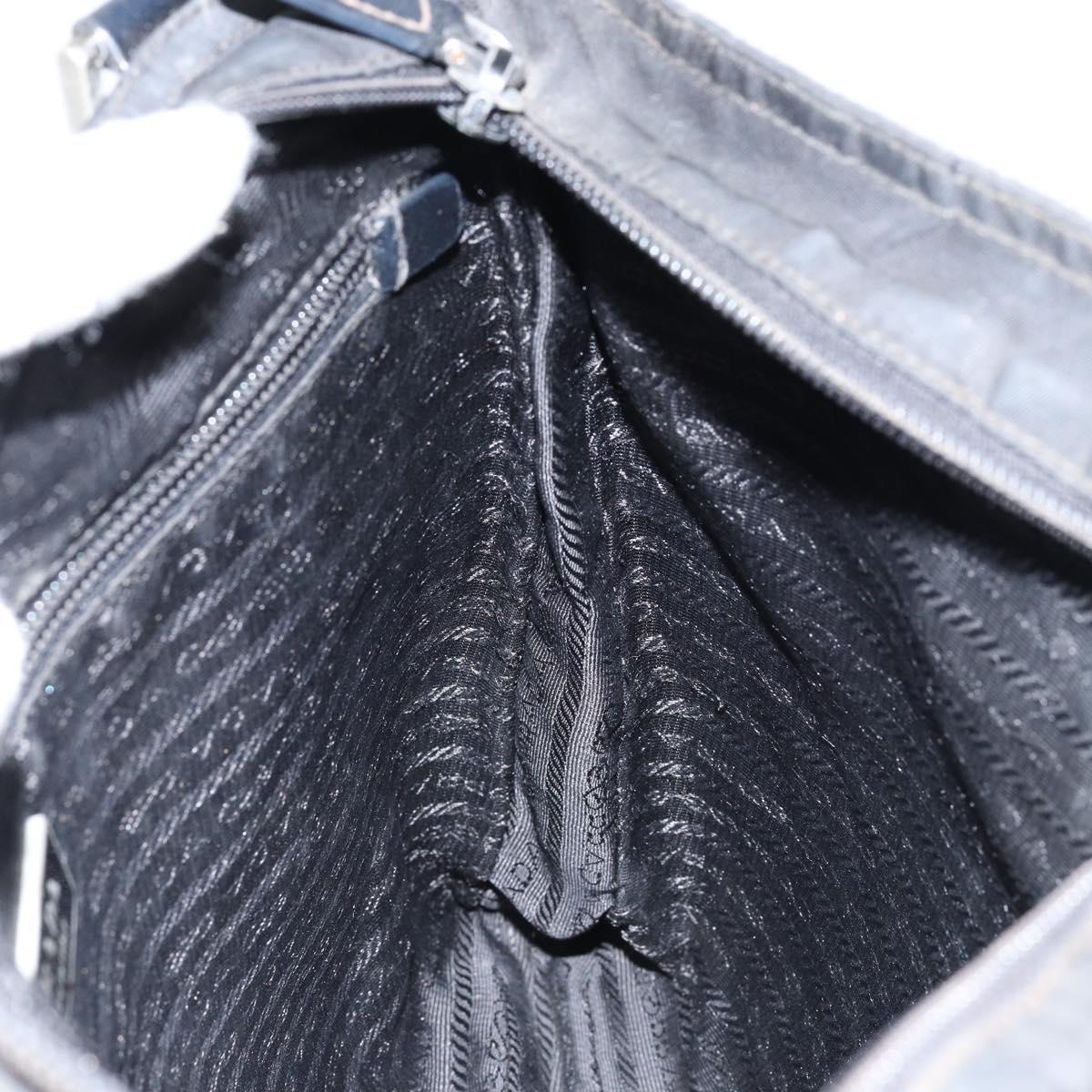 PRADA Shoulder Bag Nylon Black Silver Auth 153239