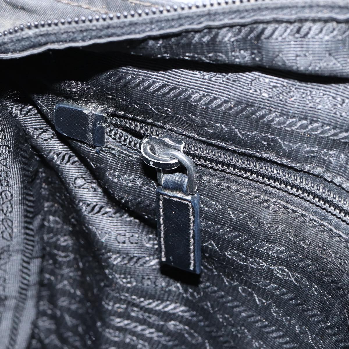 PRADA Shoulder Bag Nylon Black Silver Auth 153239