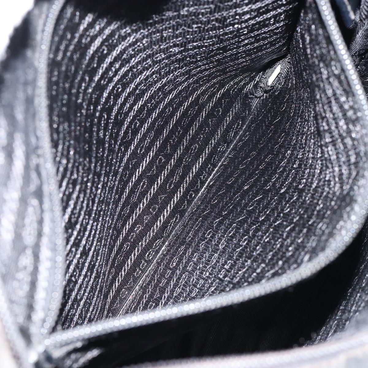 PRADA Shoulder Bag Nylon Black Silver Auth 153239